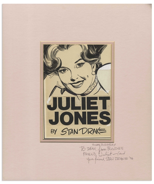 Juliet Jones Illustration by ''Blondie'' Artist Stan Drake, Gifted to ''Blondie'' Writer Dean Young -- Accompanied by Card Stating That This Illustration Was ''the last Juliet Jones in my possession''